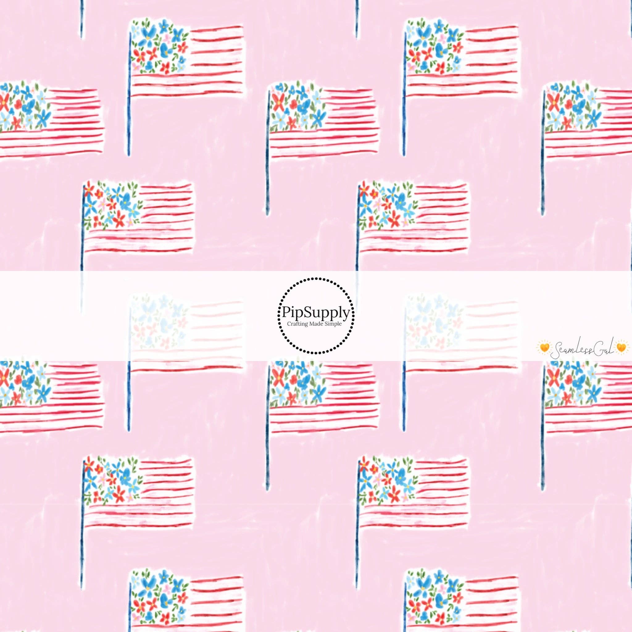 Flags and Flowers Baby Pink Hair Bow Strips – Pip Supply