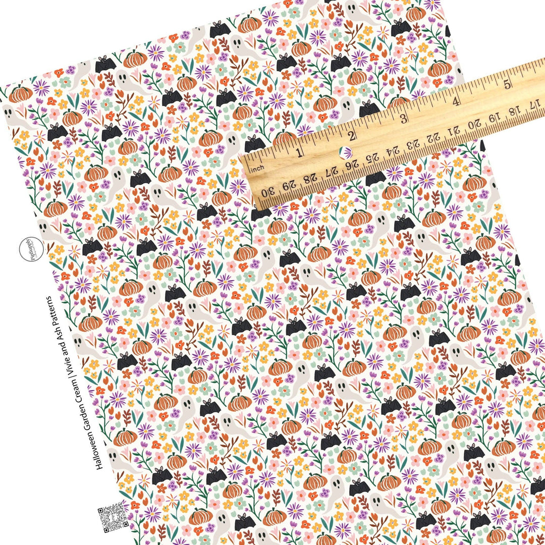 Halloween Garden Cream Faux Leather Sheets