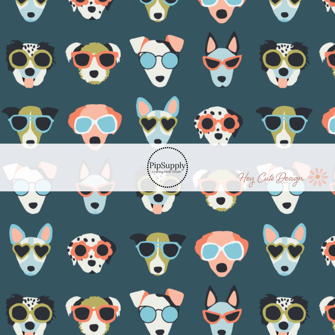 Pups in Sunnies Denim Bow Strips