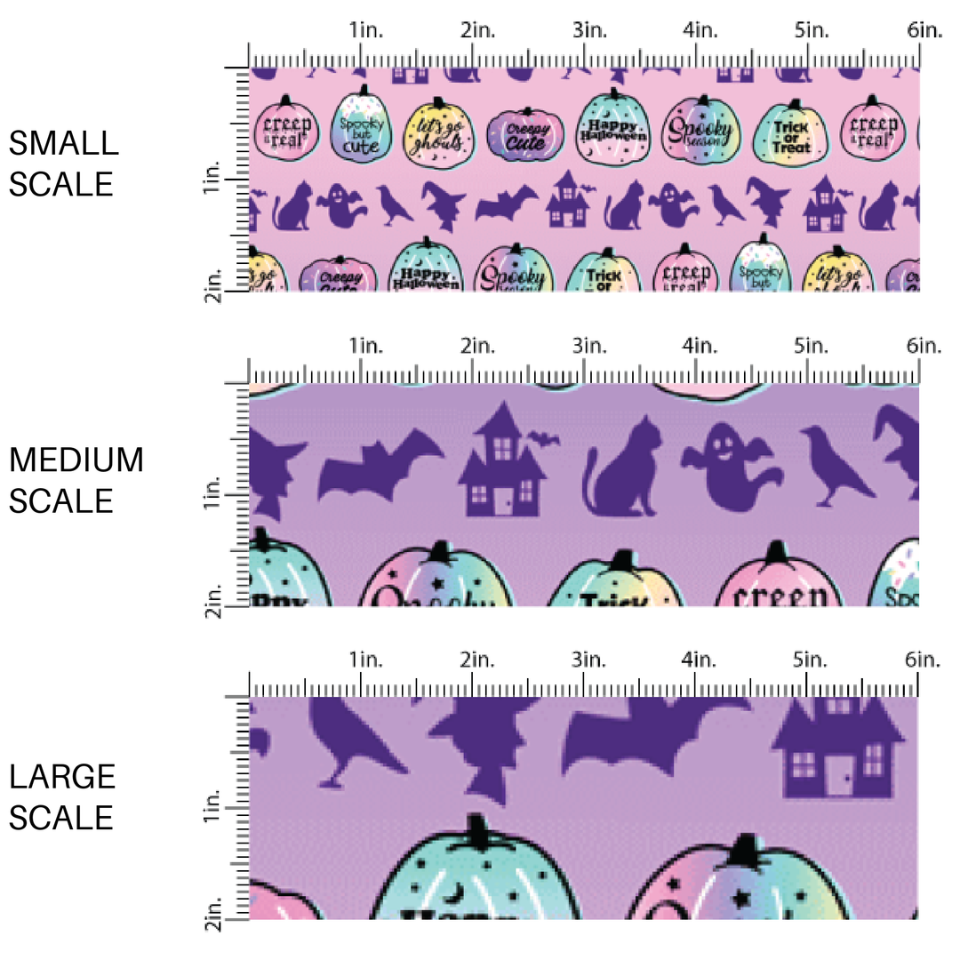 Lavender Silhouettes and Pumpkin Sayings Fabric By The Yard
