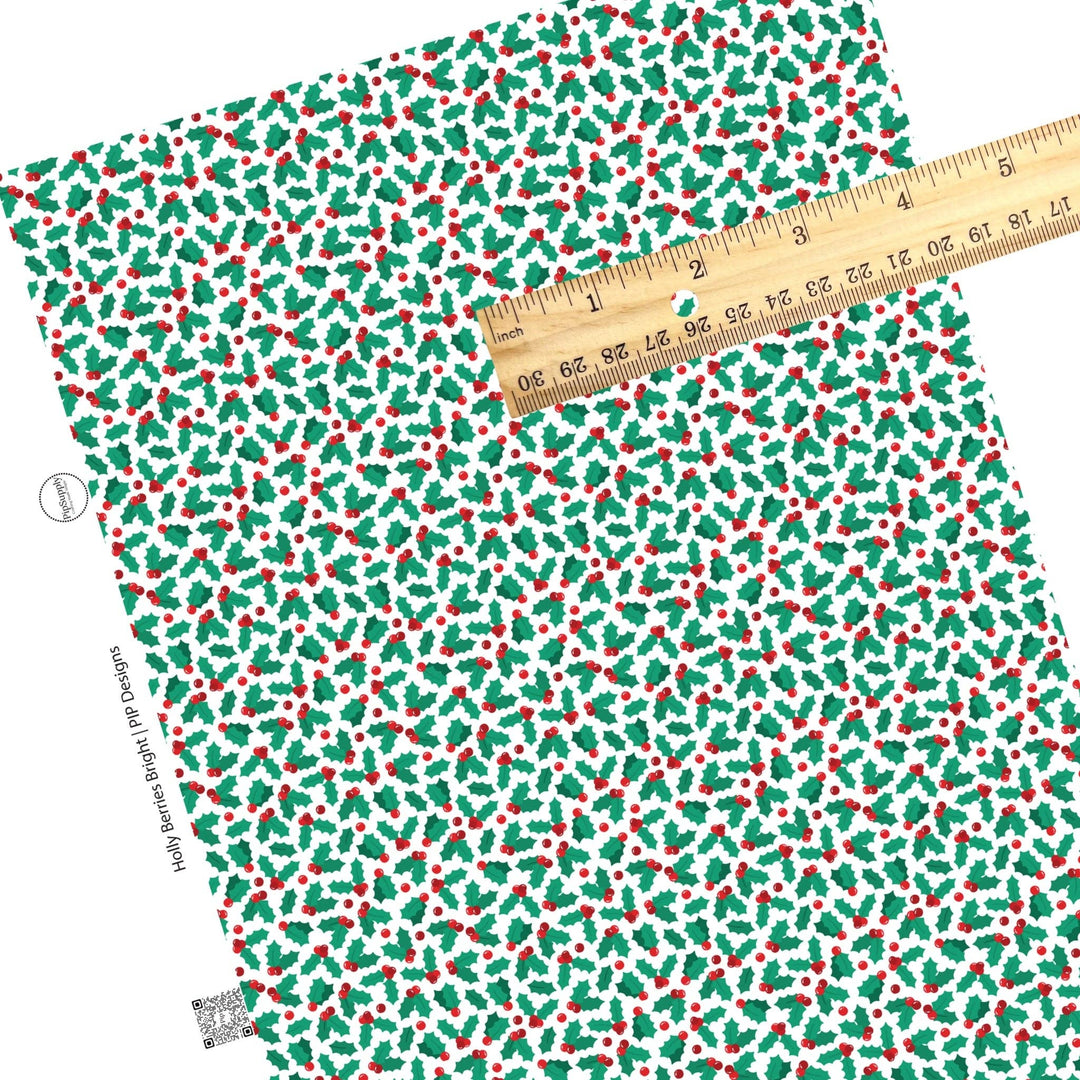 Holly Berries Bright Faux Leather Sheets