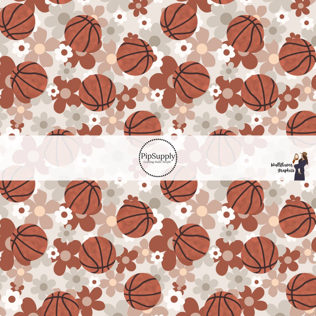 Daisies and Basketballs Hair Bow Strips