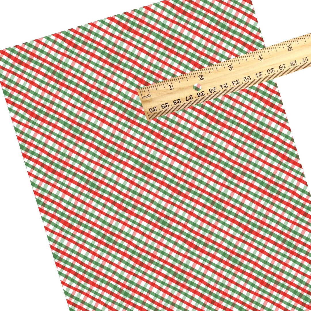 Diagonal Christmas Gingham Faux Leather Sheets