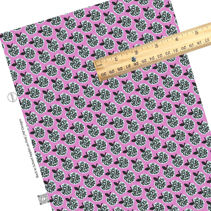 Back To School Apples on Pink Faux Leather Sheets