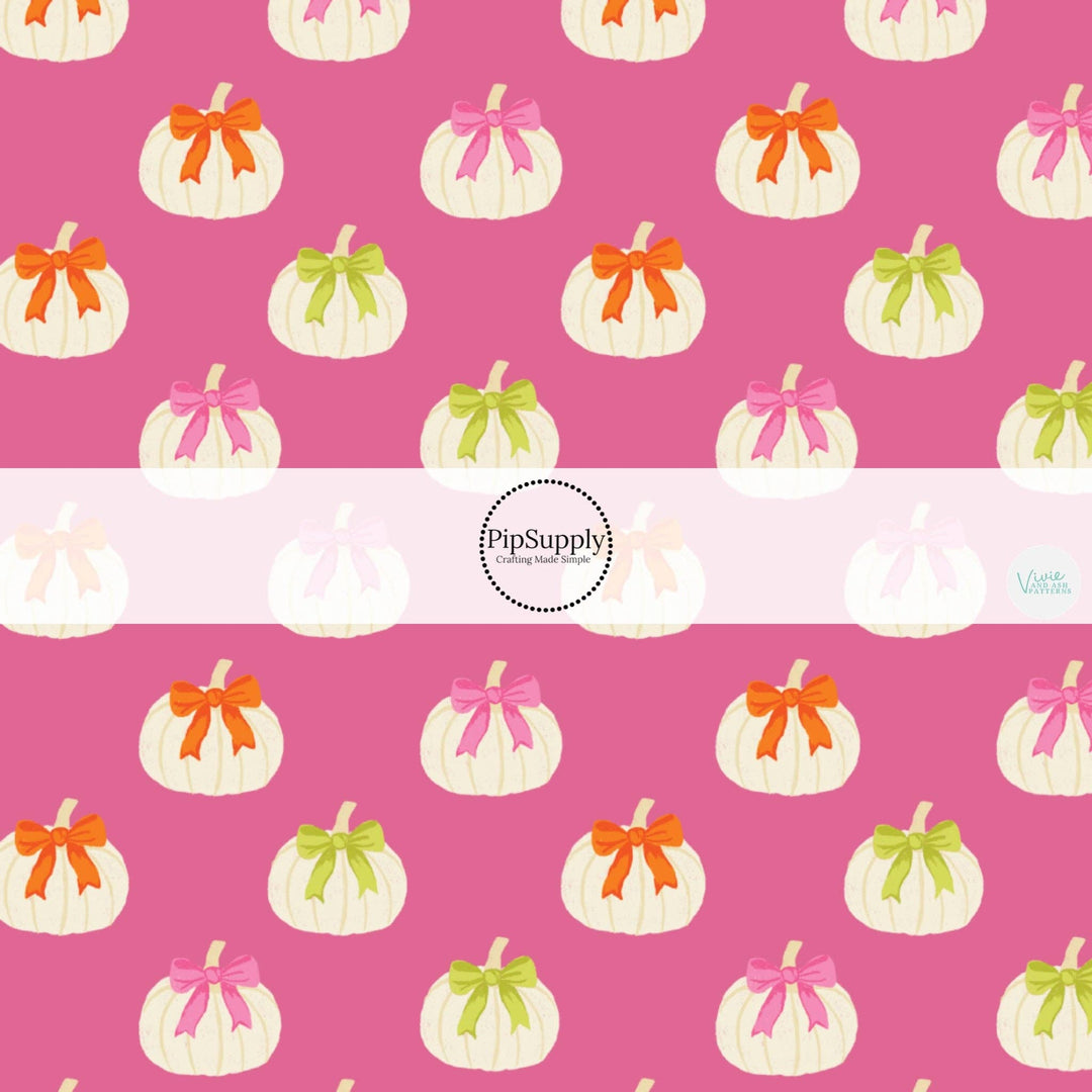 Bubblegum Bow Pumpkins Fabric By The Yard