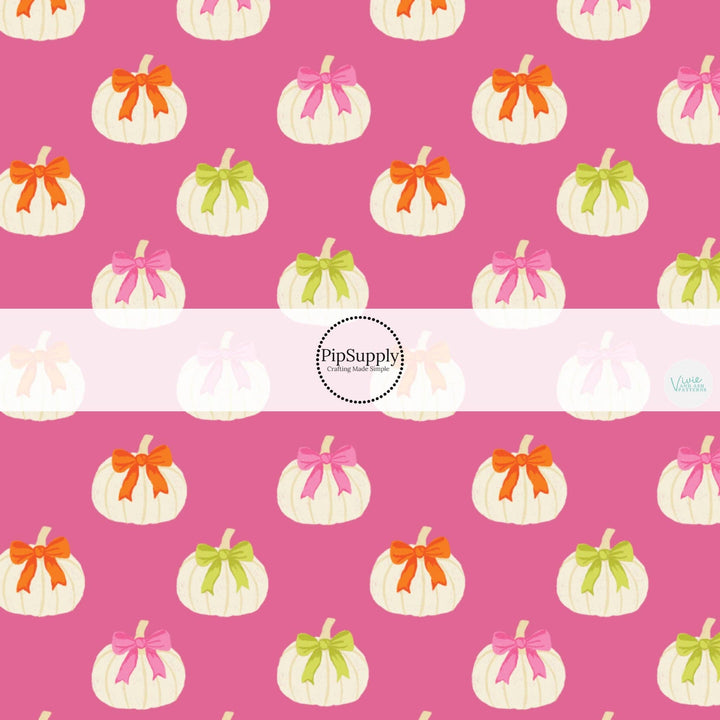Bubblegum Bow Pumpkins Fabric By The Yard