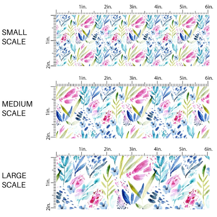 These floral fabric by the yard features colorful watercolor flowers and sprigs. This fun pattern fabric can be used for all your sewing and crafting needs!