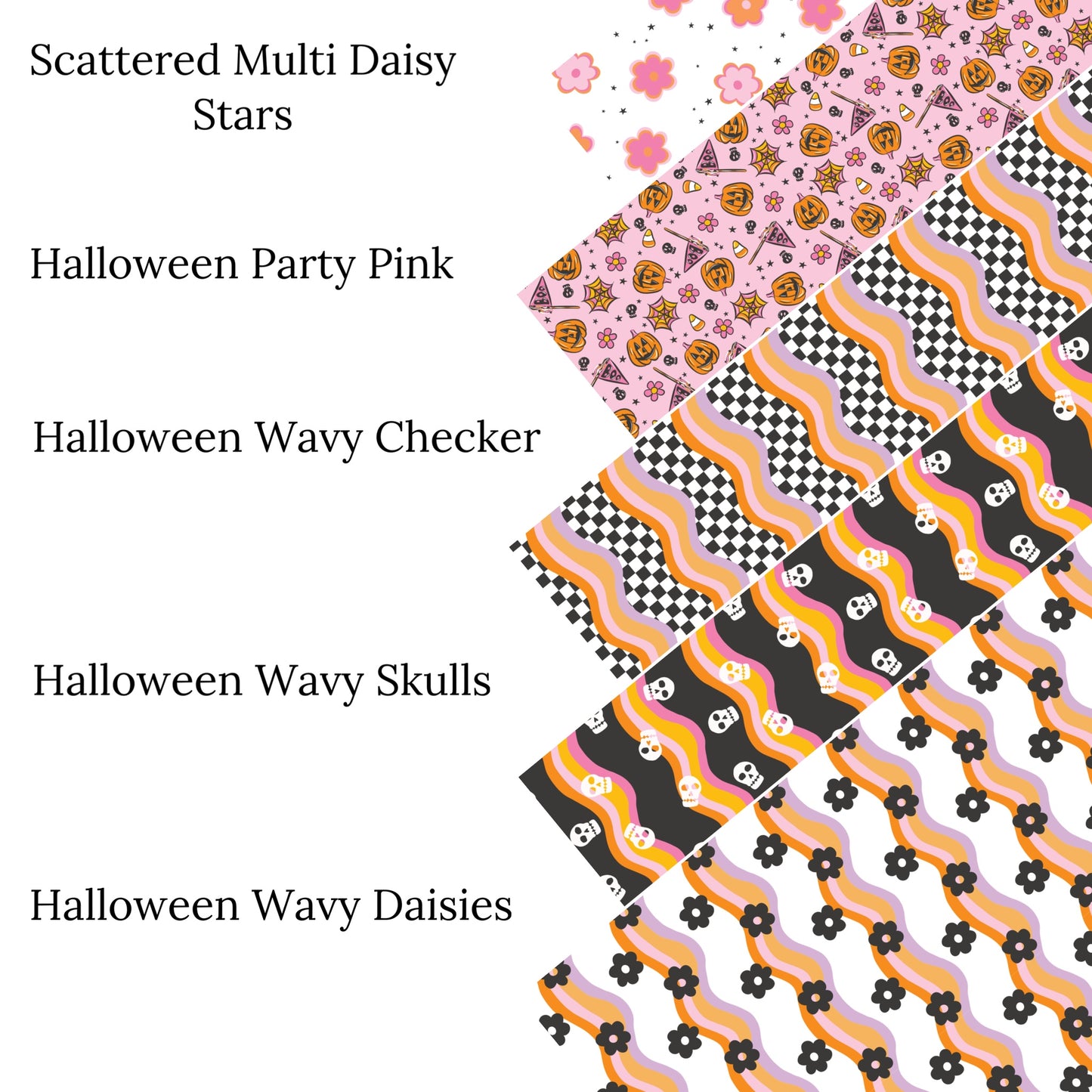 Halloween Wavy Daisies Faux Leather Sheets