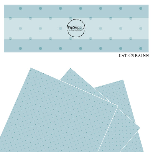 These dot themed baby blue faux leather sheets contain the following design elements: blue dots on pastel blue. Our CPSIA compliant faux leather sheets or rolls can be used for all types of crafting projects.