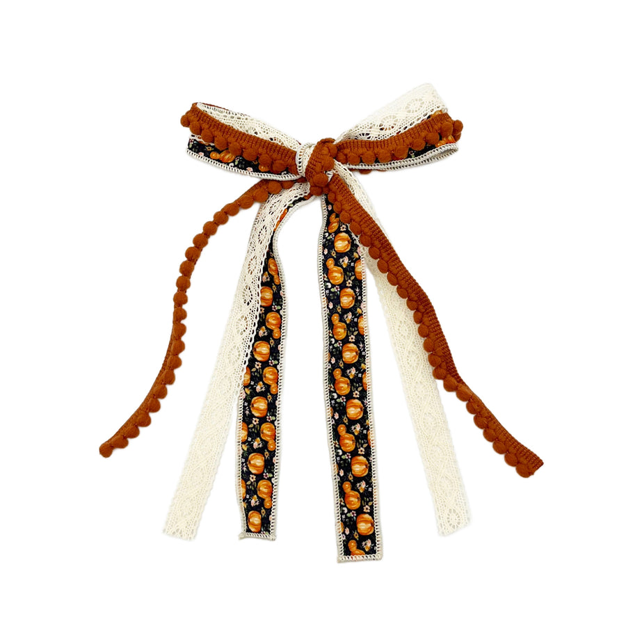 These fall lace pre-cut tied bows are ready to package and resell to your customers no sewing or measuring necessary! These hair bows come with a clip already attached.