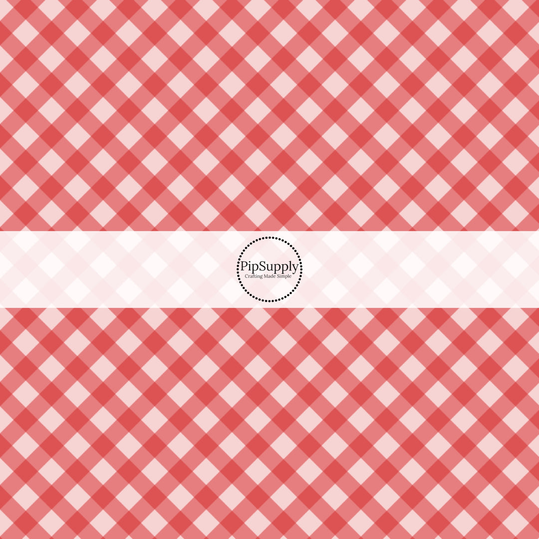 These spring fabric by the yard features pink and red plaid pattern. This fun pattern fabric can be used for all your sewing and crafting needs!