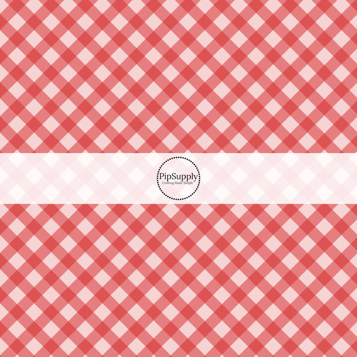 These spring fabric by the yard features pink and red plaid pattern. This fun pattern fabric can be used for all your sewing and crafting needs!