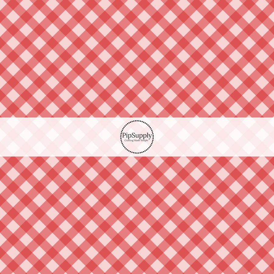 These spring fabric by the yard features pink and red plaid pattern. This fun pattern fabric can be used for all your sewing and crafting needs!