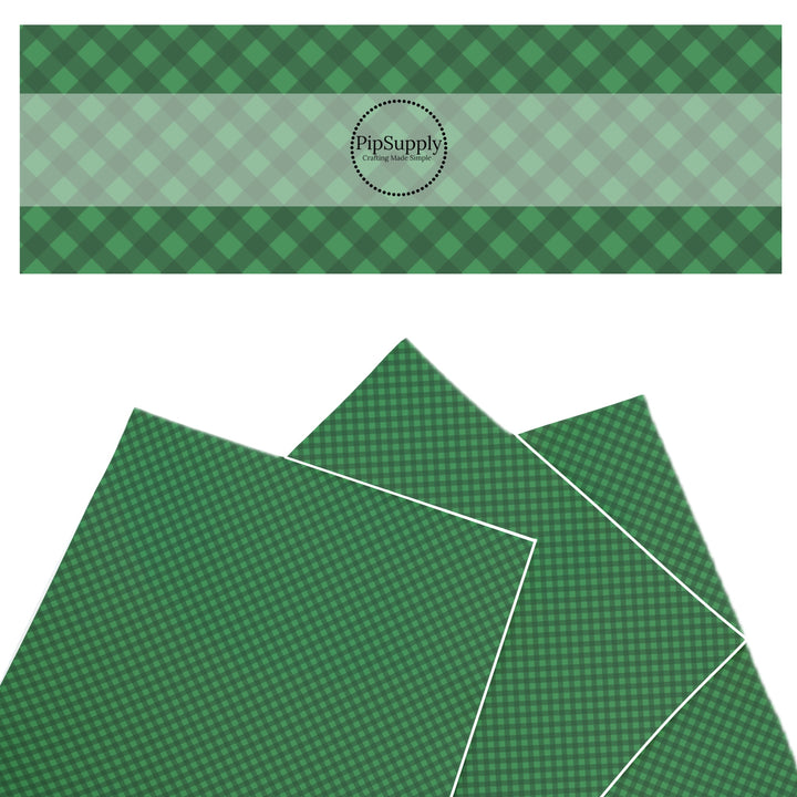 These spring themed faux leather sheets contain the following design elements: green plaid pattern. Our CPSIA compliant faux leather sheets or rolls can be used for all types of crafting projects.