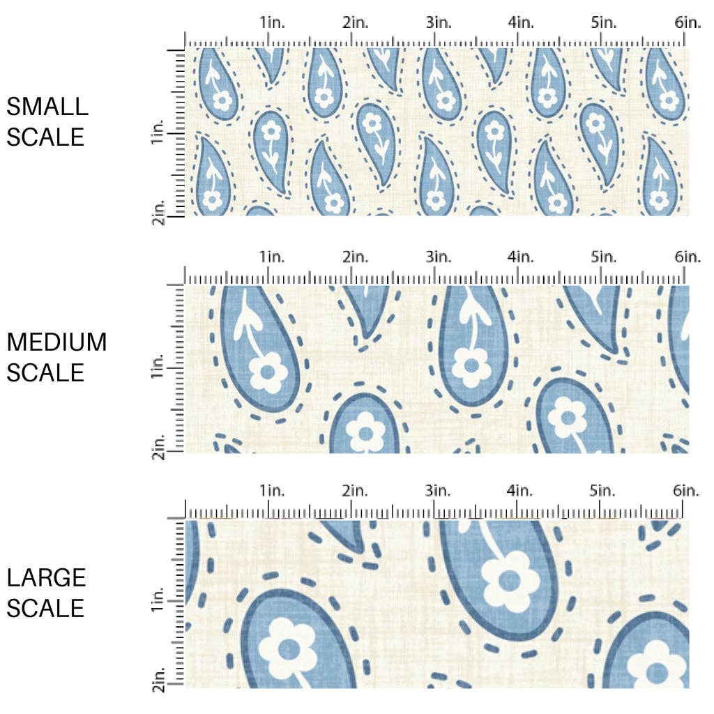 Blue Daisy Paisley Fabric By The Yard