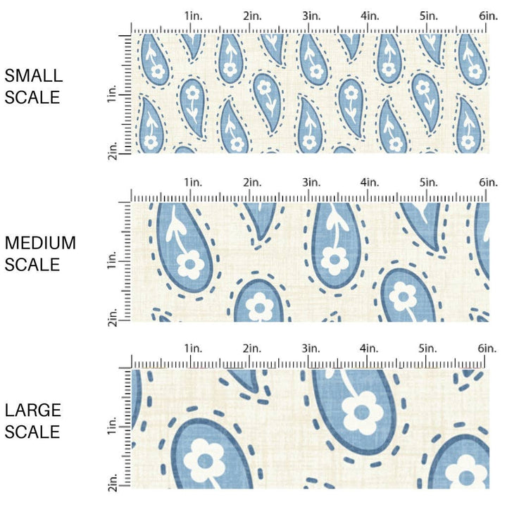 Blue Daisy Paisley Fabric By The Yard
