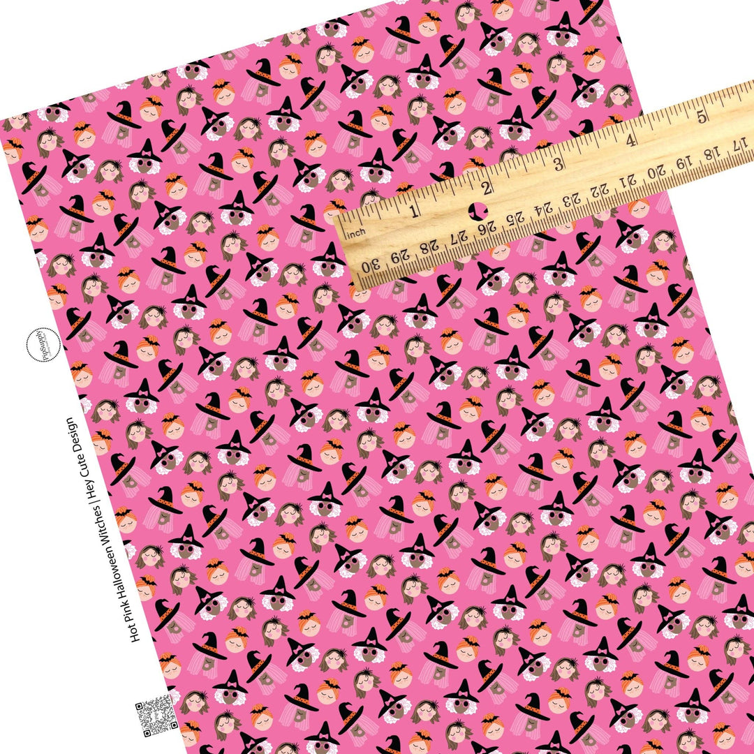 Hot Pink Halloween Witches Faux Leather Sheets