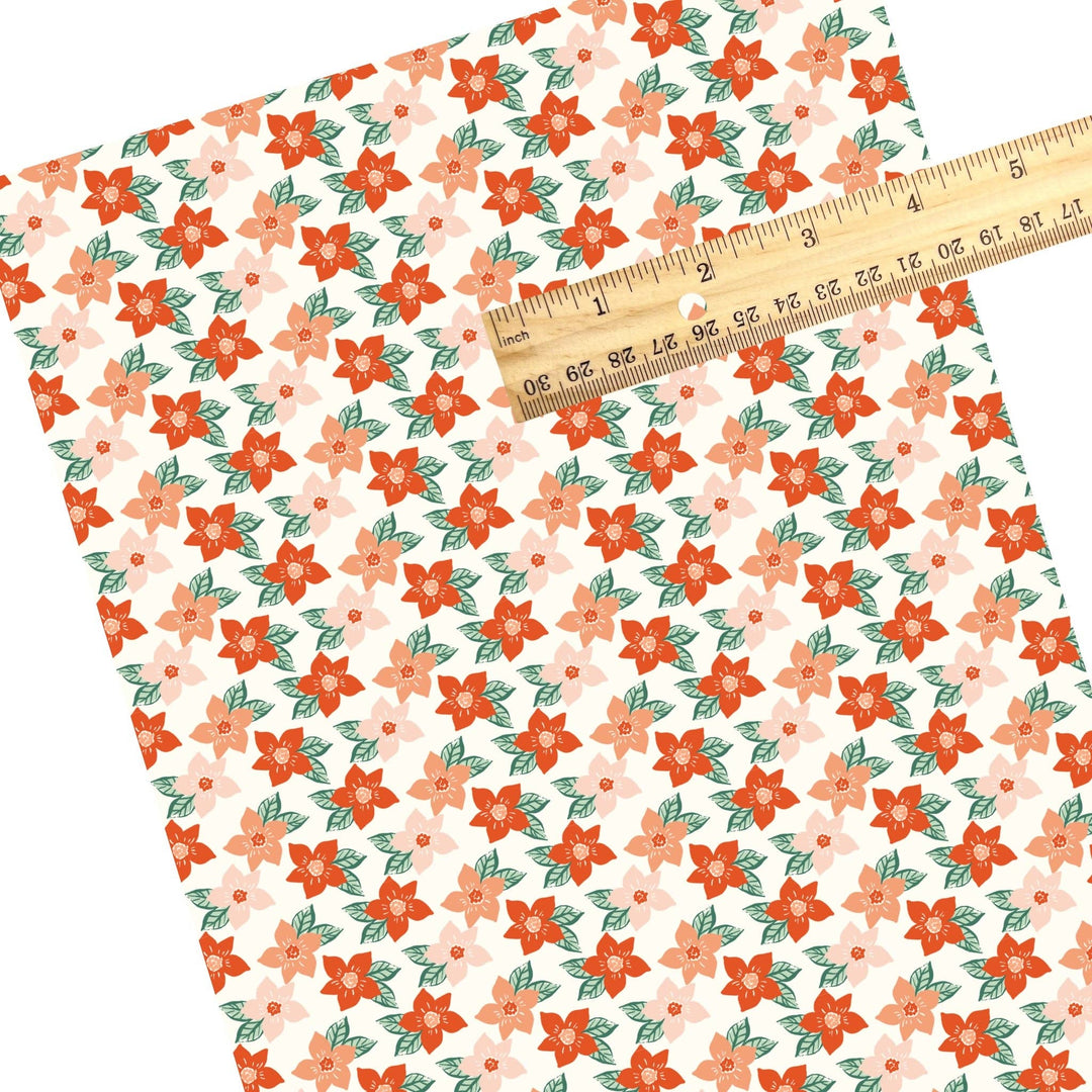 Painted Festive Flowers Faux Leather Sheets