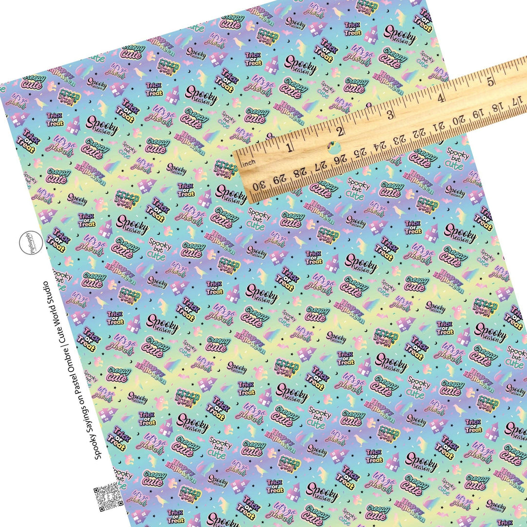 Spooky Sayings on Pastel Ombre Faux Leather Sheets