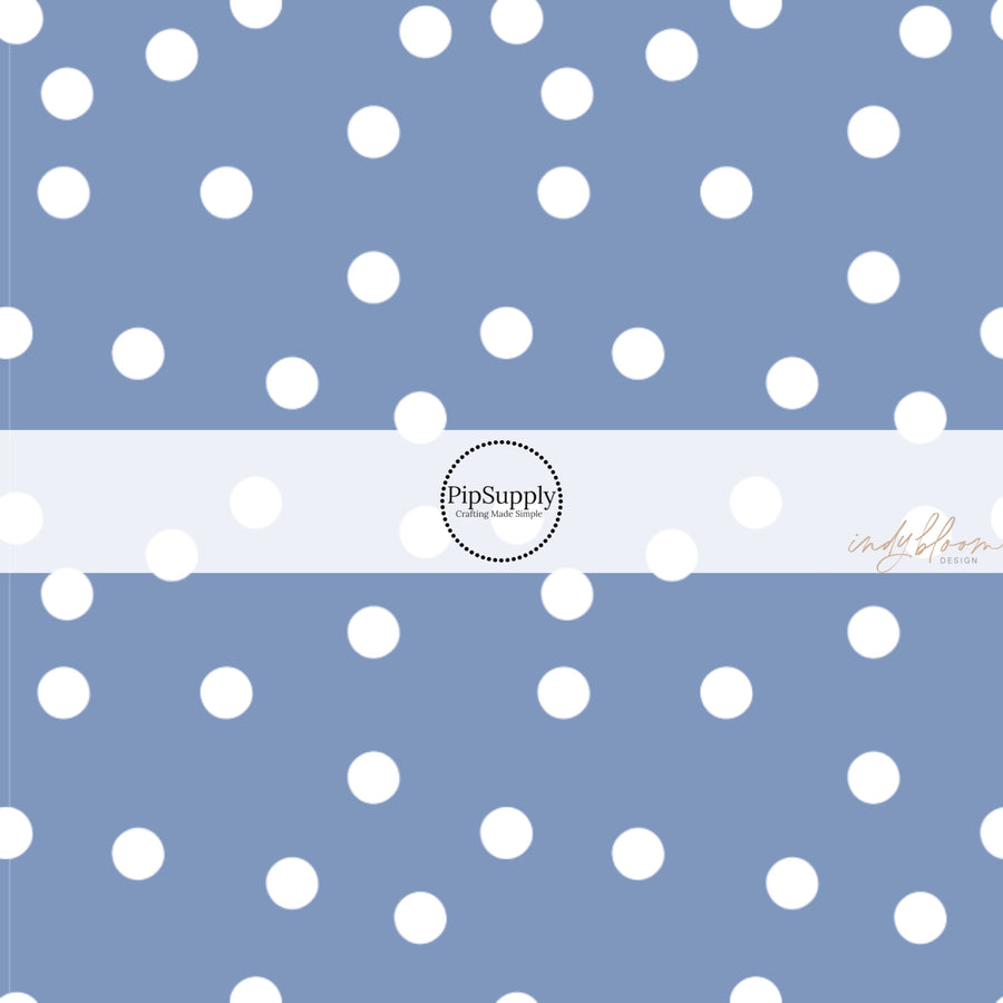 This summer fabric by the yard features cream dots on blue. This fun summer themed fabric can be used for all your sewing and crafting needs!