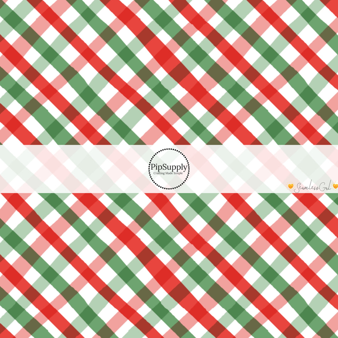 These winter gingham themed no sew bow strips can be easily tied and attached to a clip for a finished hair bow. These fun patterned bow strips are great for personal use or to sell. These bow strips feature the following design elements: colorful Christmas gingham pattern.