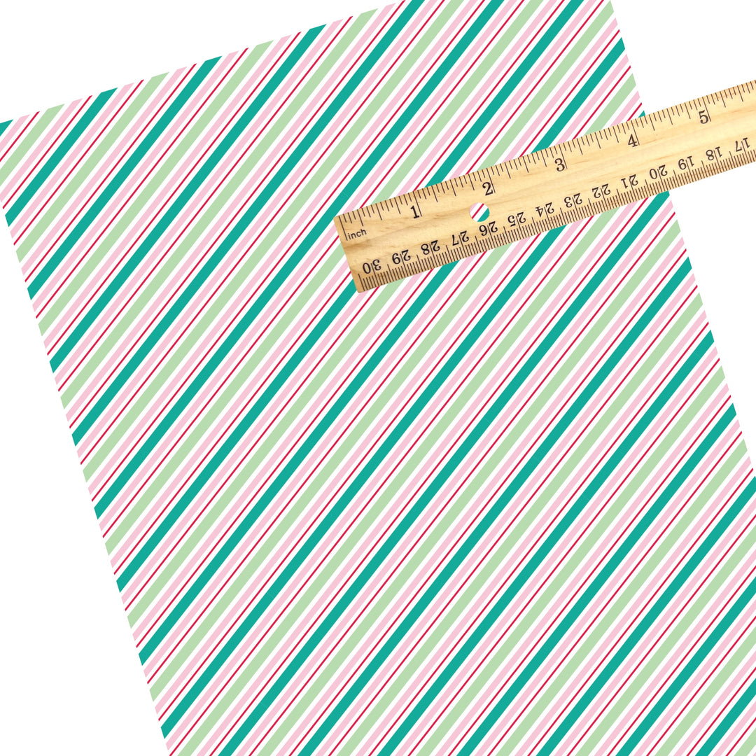 Diagonal Vintage Christmas Stripe Faux Leather Sheets