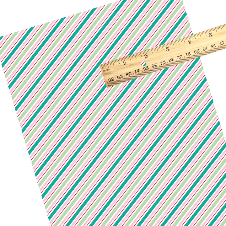 Diagonal Vintage Christmas Stripe Faux Leather Sheets