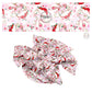 Christmas disco ball with santa hat and flowers on pink and white checkered hair bow strips