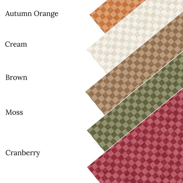 Faux Linen Check Autumn Orange Faux Leather Sheets