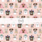 These camping dog outdoor themed light pink fabric by the yard features a variety of different dog faces with hats, smores and tents on pink. This fun animal themed fabric can be used for all your sewing and crafting needs! 
