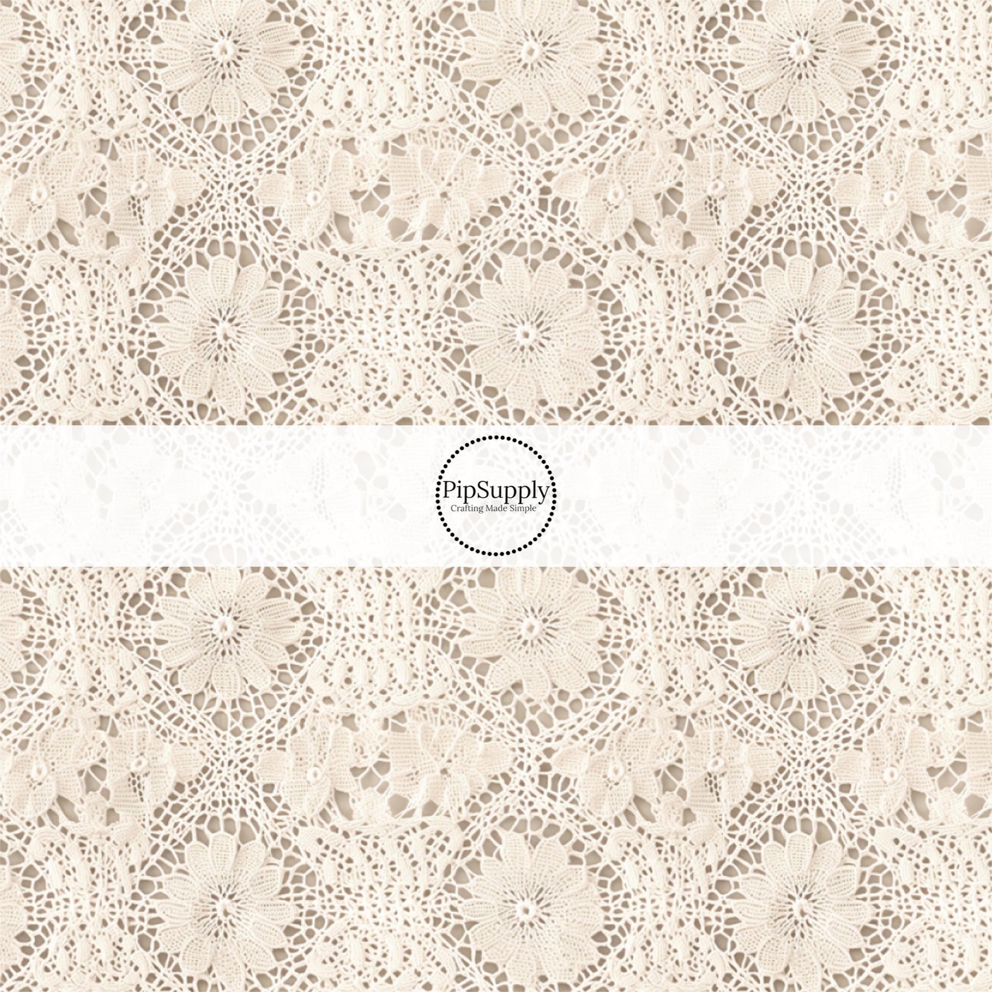 This cream lace pattern fabric by the yard features doily lace. This fun summer themed fabric can be used for all your sewing and crafting needs! **These patterns are not embroidered or lace material. It is just the design to give it the embroidered lace look.