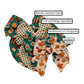 Teal and Beige Speckles Hair Bow Strips