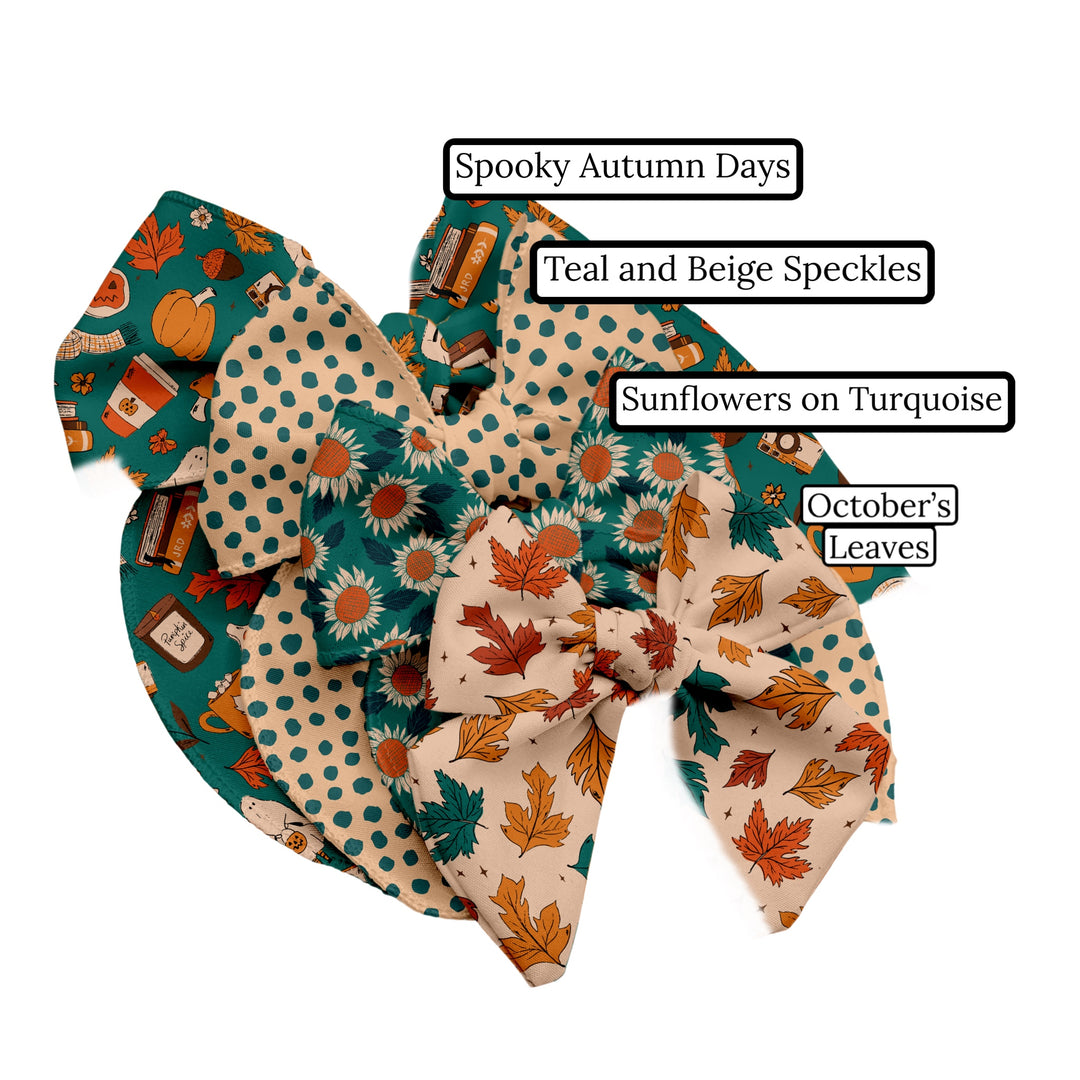 Teal and Beige Speckles Hair Bow Strips