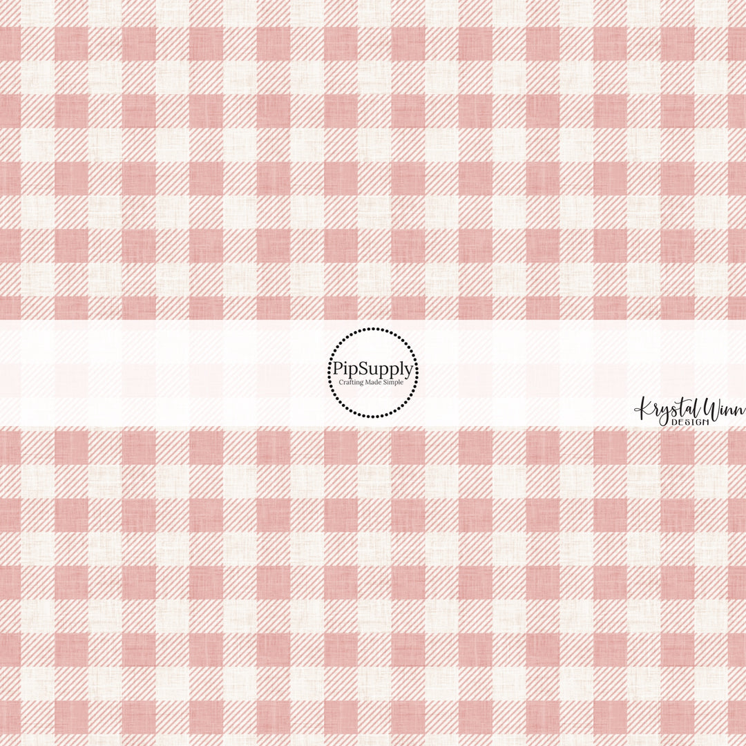 These winter plaid themed pattern fabric by the yard features the following design elements: pink gingham pattern. This fun themed fabric can be used for all your sewing and crafting needs!