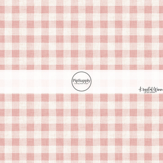 These winter plaid themed pattern fabric by the yard features the following design elements: pink gingham pattern. This fun themed fabric can be used for all your sewing and crafting needs!