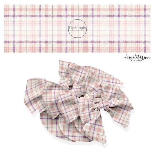 These winter plaid themed no sew bow strips can be easily tied and attached to a clip for a finished hair bow. These fun patterned bow strips are great for personal use or to sell. These bow strips feature the following design elements: pink plaid pattern.