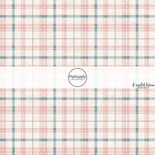 These winter plaid themed pattern fabric by the yard features the following design elements: pink plaid pattern. This fun themed fabric can be used for all your sewing and crafting needs!