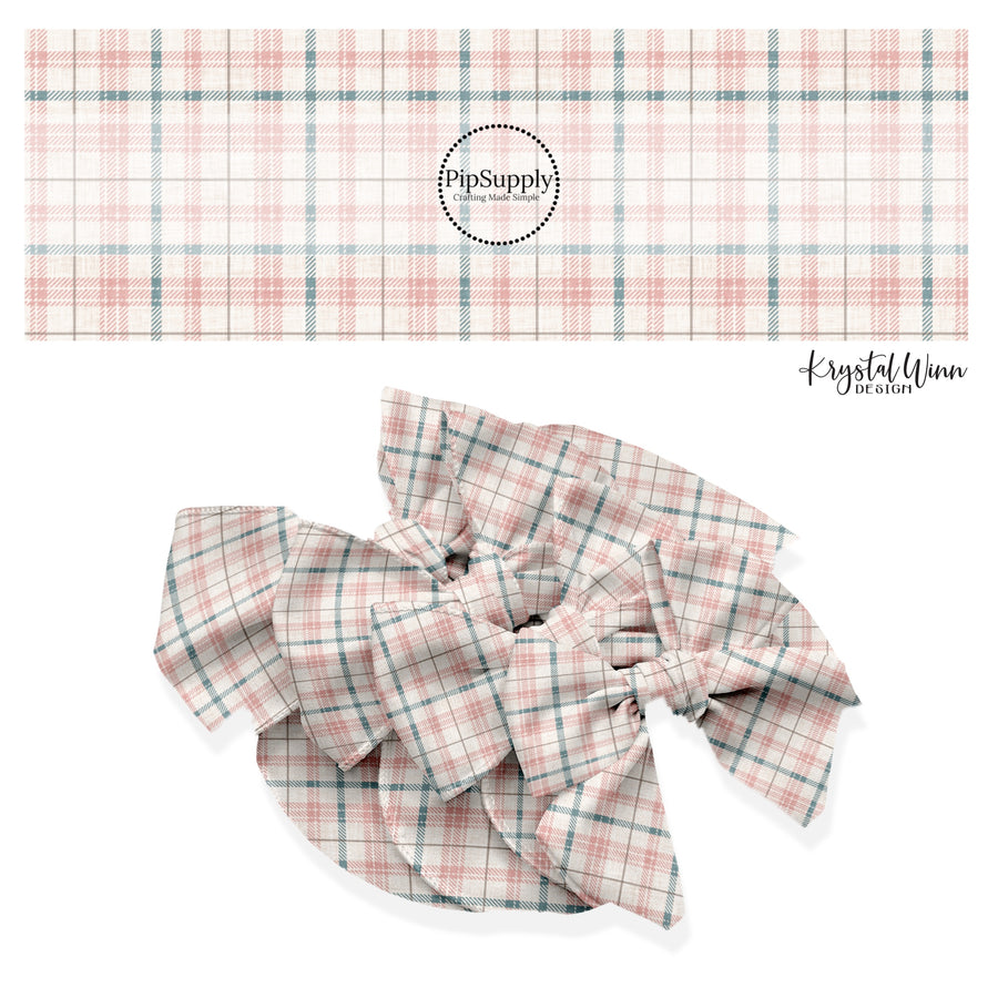 These winter plaid themed no sew bow strips can be easily tied and attached to a clip for a finished hair bow. These fun patterned bow strips are great for personal use or to sell. These bow strips feature the following design elements: pink plaid pattern.