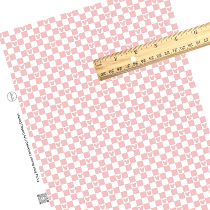 This magical inspired faux leather sheets contain the following design: dusty pink and cream checker pattern with mouse ears. Our CPSIA compliant faux leather sheets or rolls can be used for all types of crafting projects.