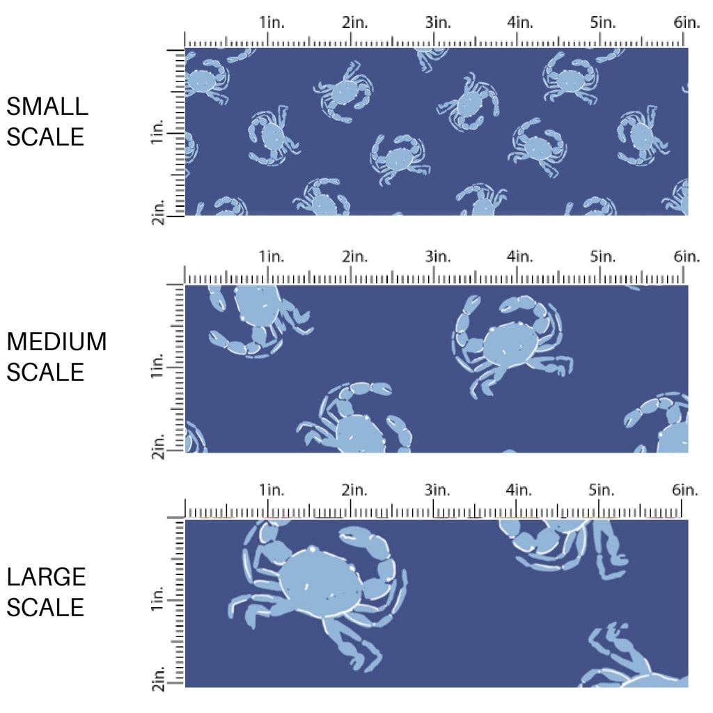 Cool Blue Crabs Fabric By The Yard
