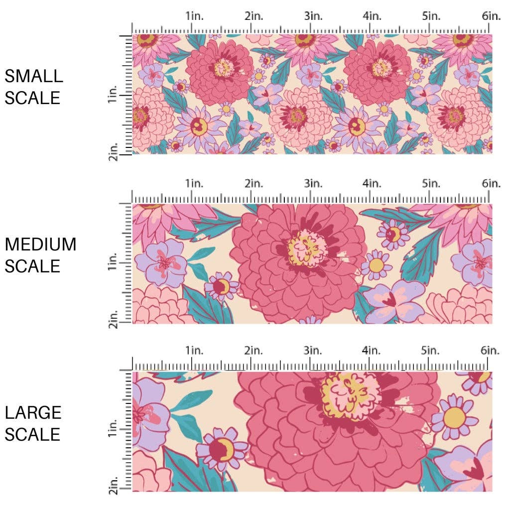 Cream Summer Haze Floral Fabric By The Yard