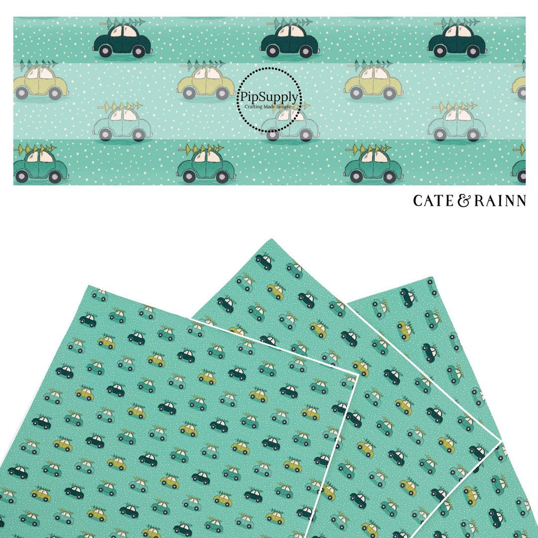 Aqua Tree Truck Faux Leather Sheets