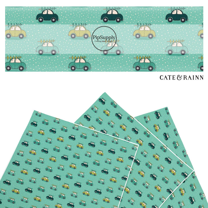 Aqua Tree Truck Faux Leather Sheets
