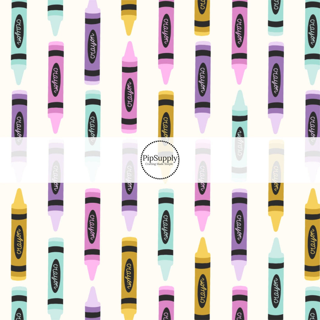 Multi Crayons Hair Bow Strips