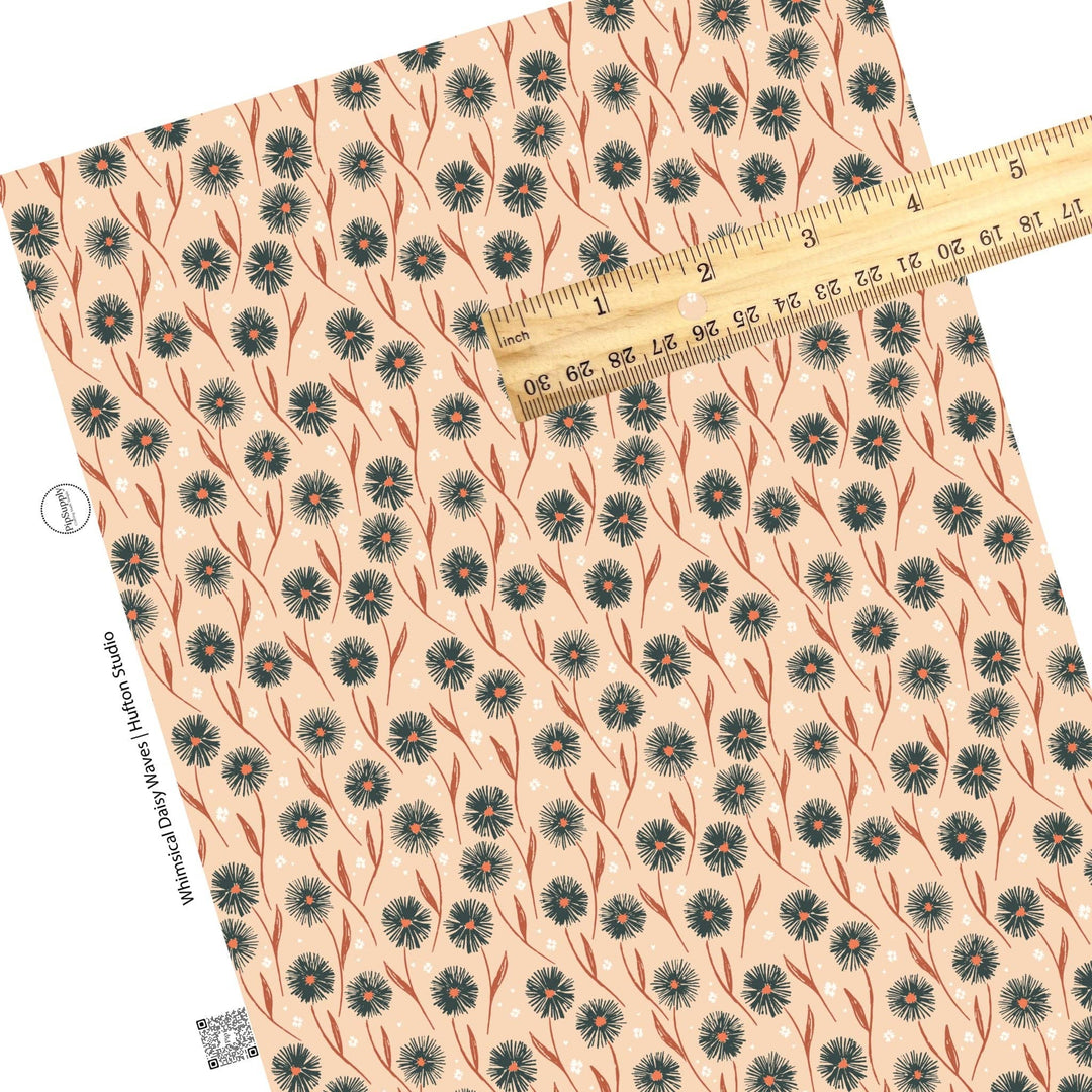 Whimsical Daisy Waves Faux Leather Sheets