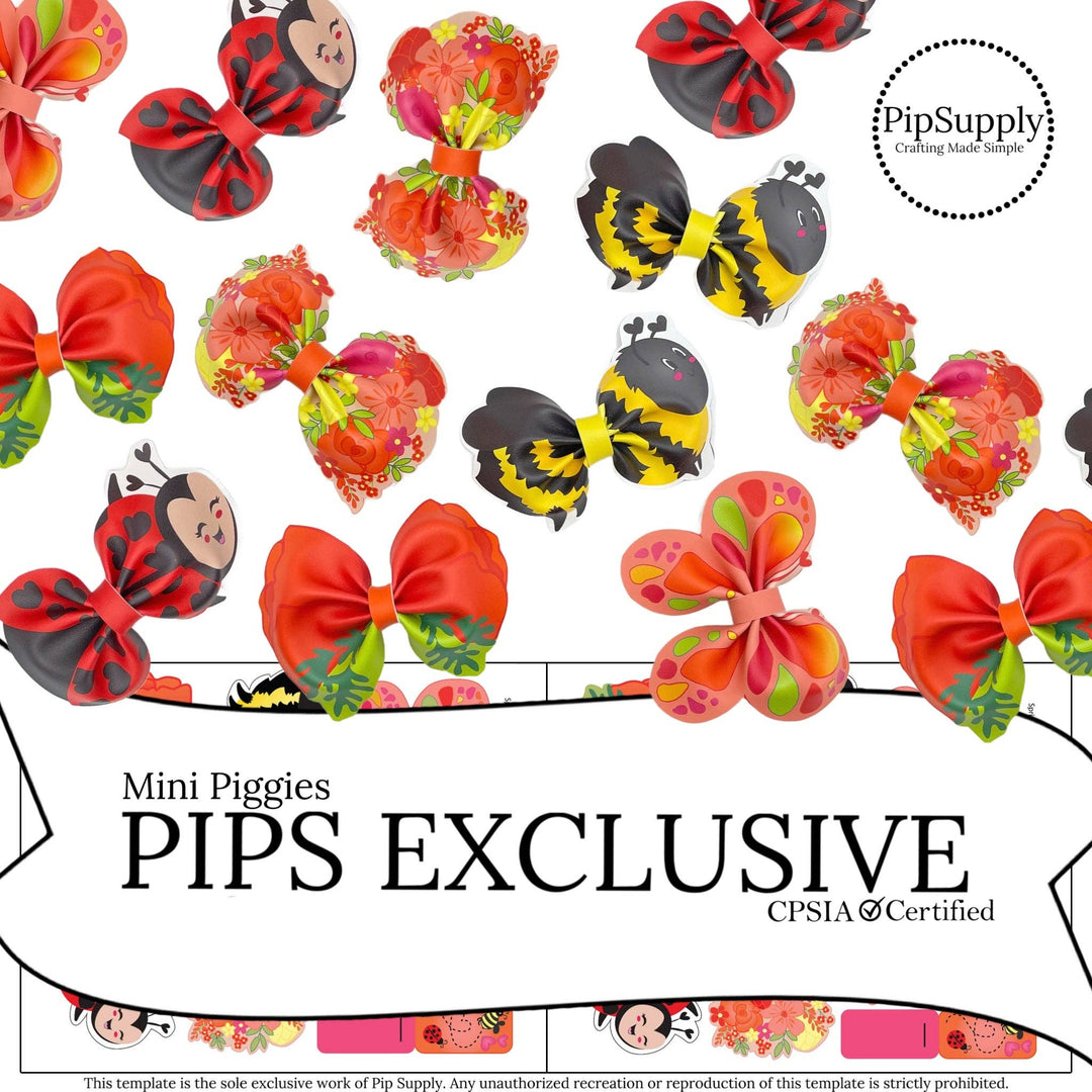 MINI Coral Spring Garden PIGGIE Faux Leather DIY Hair Bows & Craft Cutouts