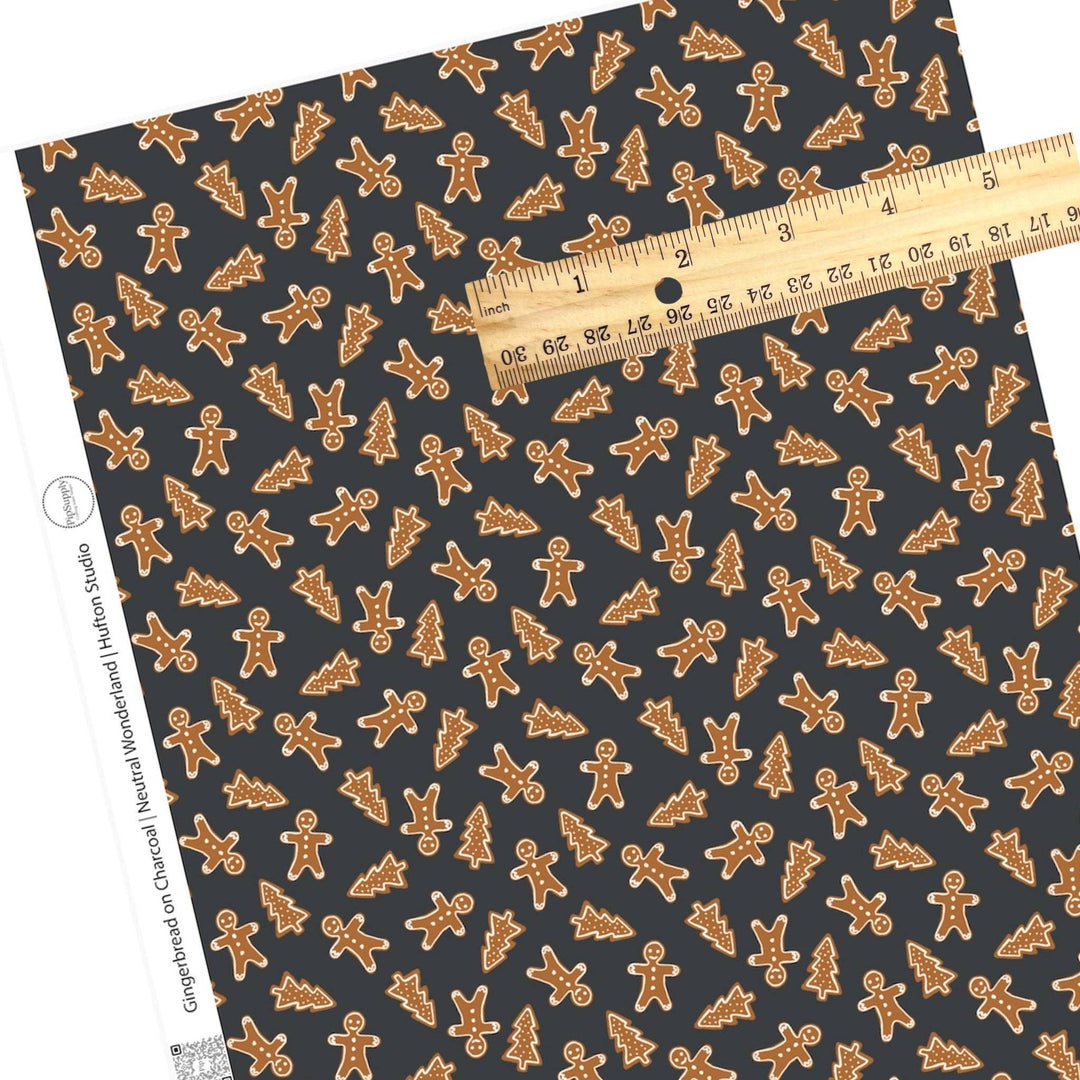 Gingerbread on Charcoal Faux Leather Sheets