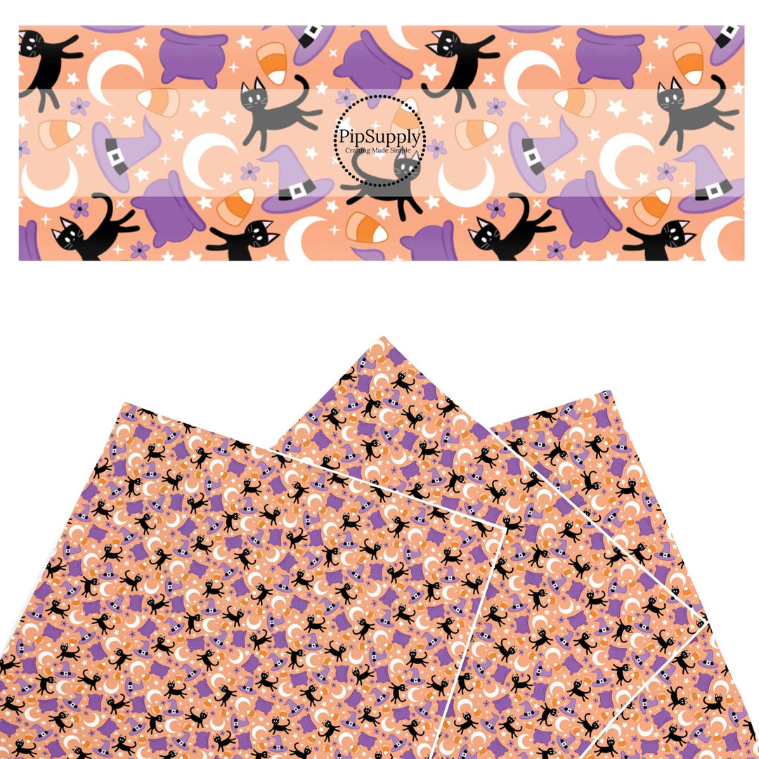 Cauldrons and Kitties Faux Leather Sheets