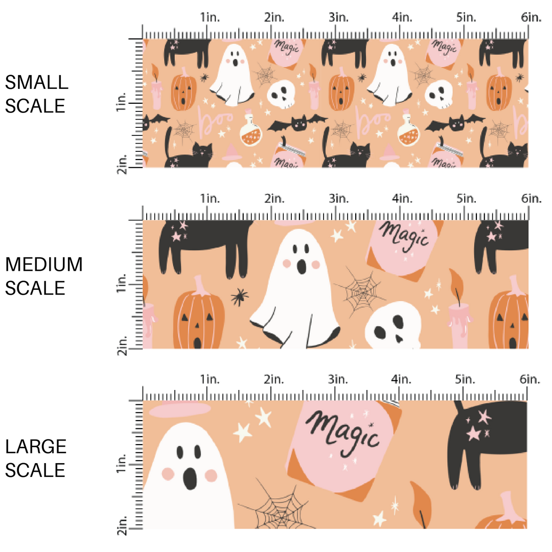 Friendly Haunts Lt. Orange Fabric By The Yard