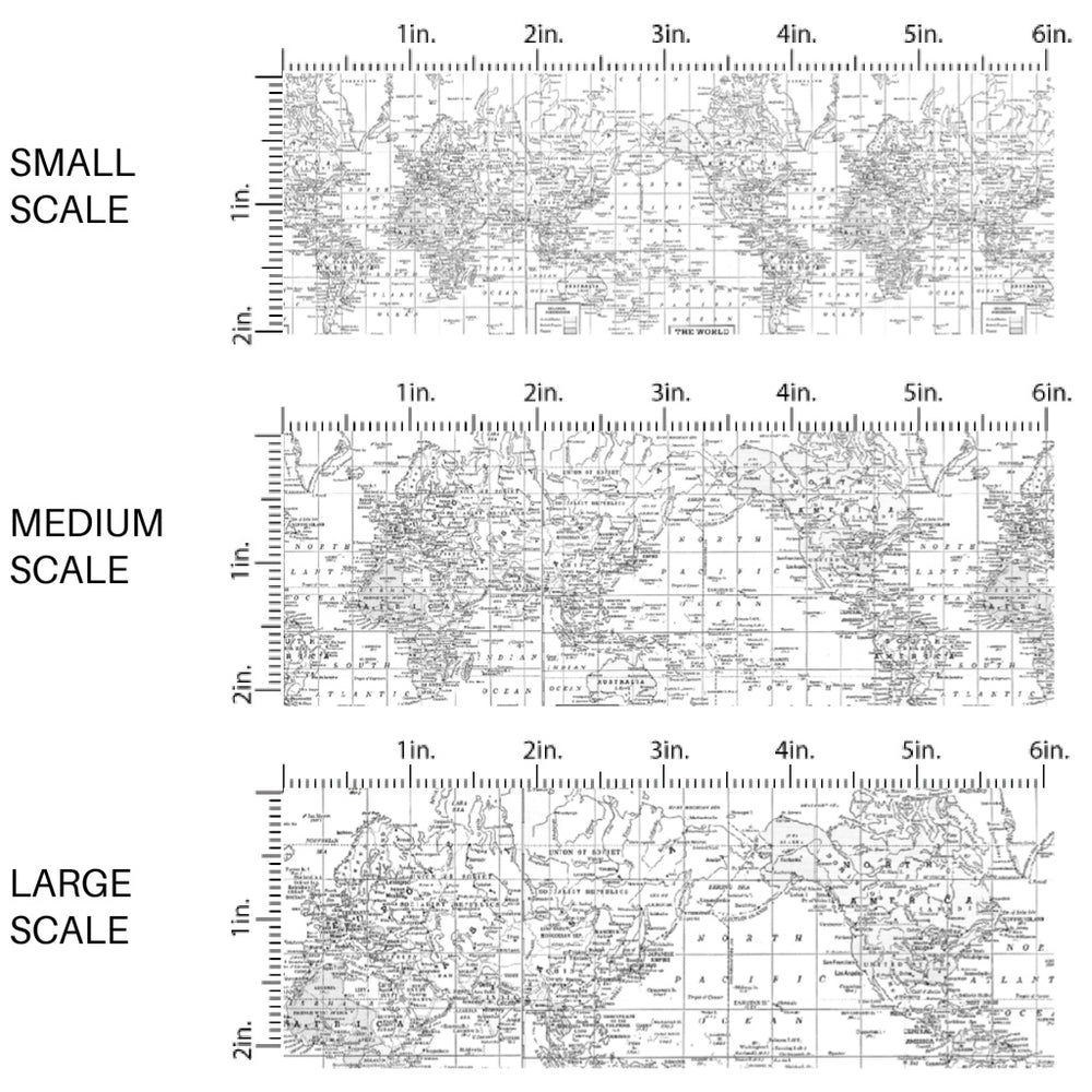 These travel themed fabric by the yard features grayscale vintage map pattern. This fun pattern fabric can be used for all your sewing and crafting needs!